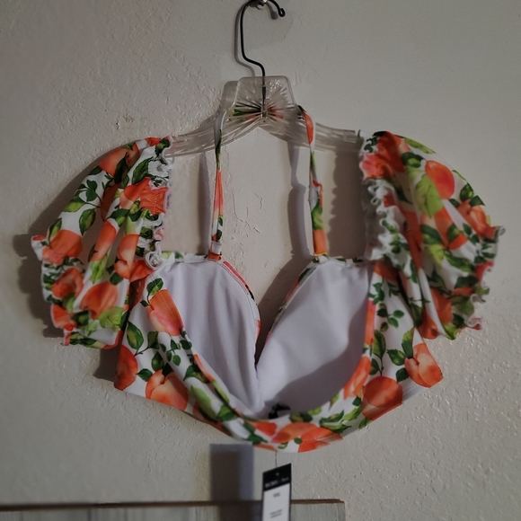 BCBG Paris Peach Poof Sleeve  Bathing Suit Halter Top Size 2XL - Picture 6 of 6